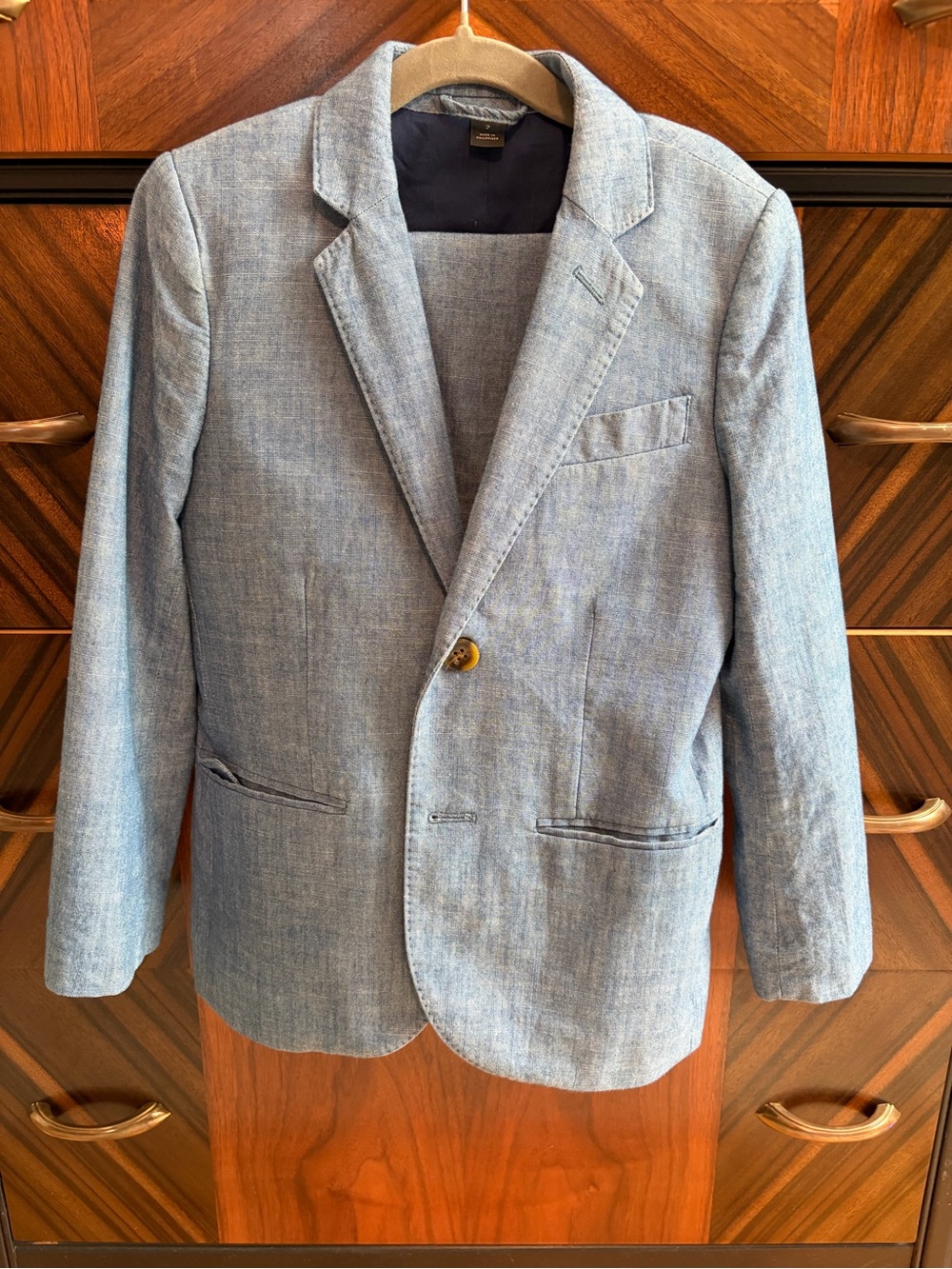 Crewcuts Light Blue Single-Breasted Linen-Blend Suit/ size 7 jacket size 6 pants